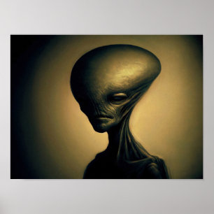 Hand Drawn Alien Portrait Poster