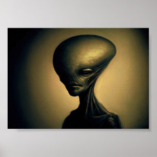 Hand Drawn Alien Portrait Poster