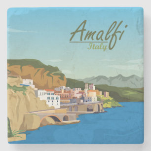 Hand Drawn Amalfi Italy Landscape Scenery Sketch Stone Coaster