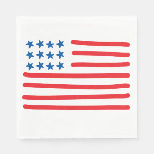 Hand Drawn American Flag   4th of July / Labour Da Napkin