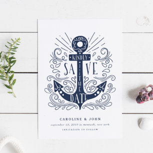 Hand Drawn Anchor Save the Date Card