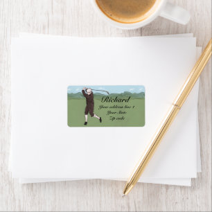 Hand drawn and painted golfer label
