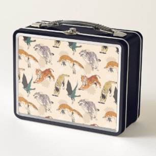 Hand Drawn Animals in the Wild Retro Sketch Metal Lunch Box
