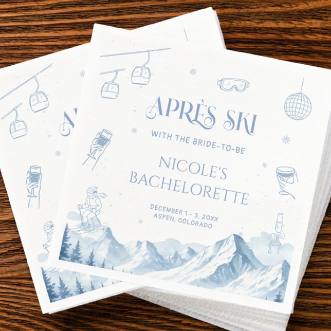 Hand Drawn Apres Aki Winter Bachelorette Party Napkin (Creator Uploaded)