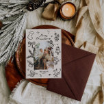 Hand Drawn Arch Photo Christmas Card<br><div class="desc">This hand drawn Christmas card template featuring cute hand drawn elements and a retro themed font pairing. Edit all wording and colours to make this holiday card fit your own personal style.</div>