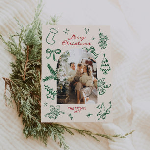 Hand Drawn Arch Photo Christmas Card