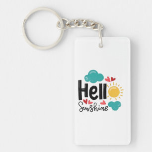 Hand Drawn Art - Hello Sunshine Text Key Ring