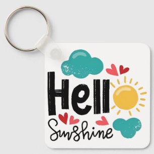 Hand Drawn Art - Hello Sunshine Text Key Ring