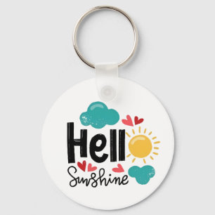 Hand Drawn Art - Hello Sunshine Text Key Ring