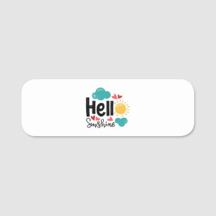 Hand Drawn Art - Hello Sunshine Text Name Tag