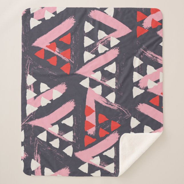 Hand-Drawn Artistic Pattern Display Sherpa Blanket (Front)