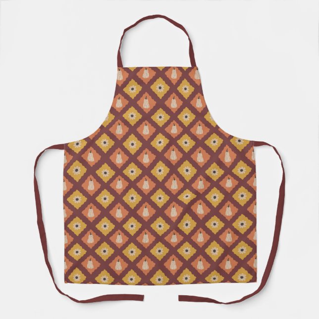 Hand Drawn Autumn Diamond Pattern Apron (Front)