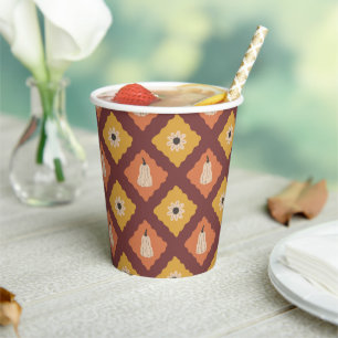 Hand Drawn Autumn Diamond Pattern Paper Cups