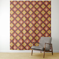Hand Drawn Autumn Diamond Pattern Tapestry