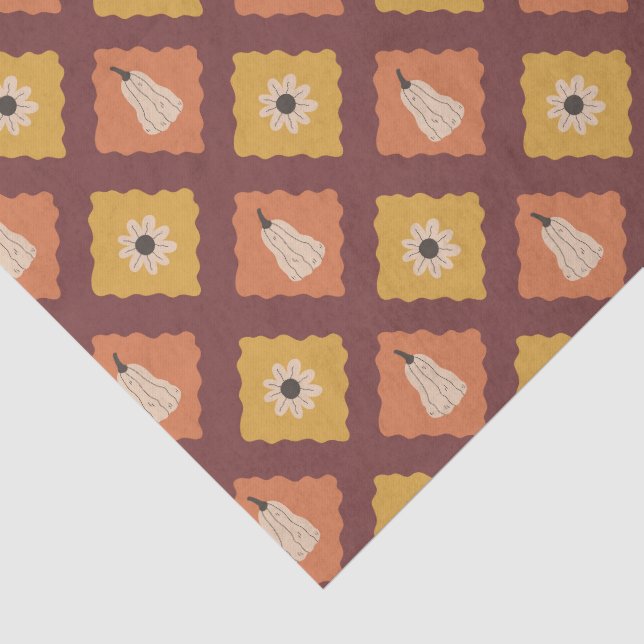 Hand Drawn Autumn Diamond Pattern Tissue Paper (Detail)
