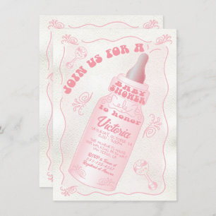 Hand Drawn Baby Bottle Baby Shower Invitation