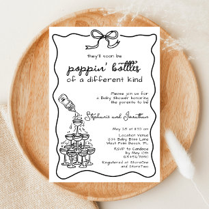 Hand Drawn Baby Bottle Champagne Tower Baby Shower Invitation