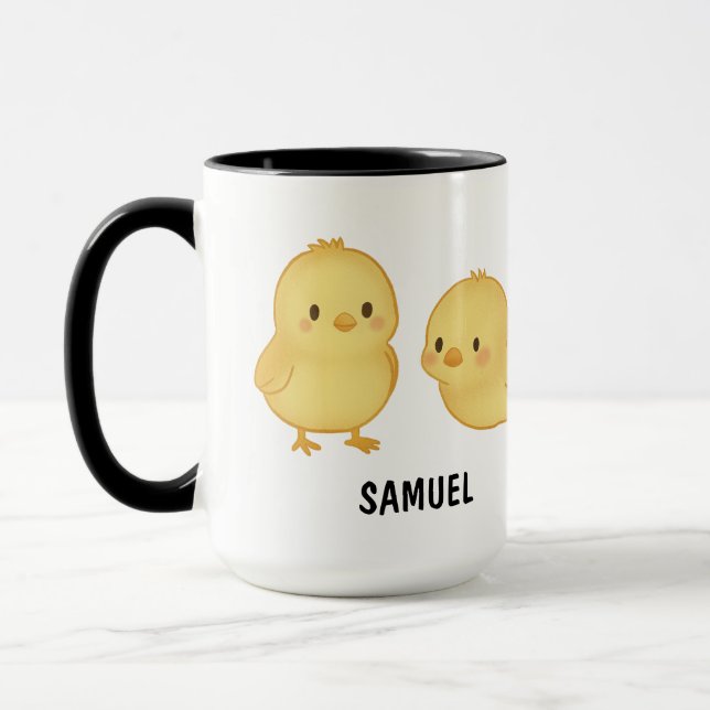 Hand Drawn Baby Chick Custom Cute Mug (Left)