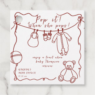 Hand drawn baby clothes baby shower Pop it Favour Tags