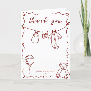 Hand drawn baby clothes baby shower thank you card