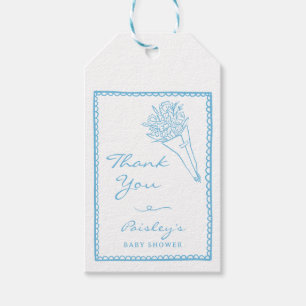 Hand Drawn Baby in Bloom Farmer Market Baby Shower Gift Tags