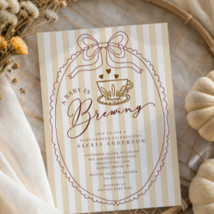 Hand Drawn Baby Is Brewing Baby Shower Invitation