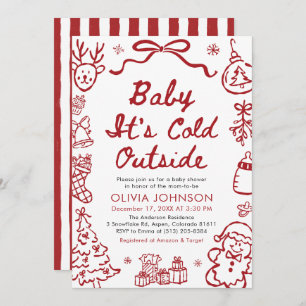 Hand Drawn Baby It's Cold Outside Baby Shower Invitation