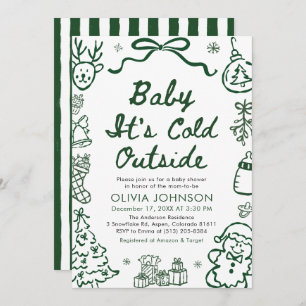 Hand Drawn Baby It's Cold Outside Baby Shower Invitation