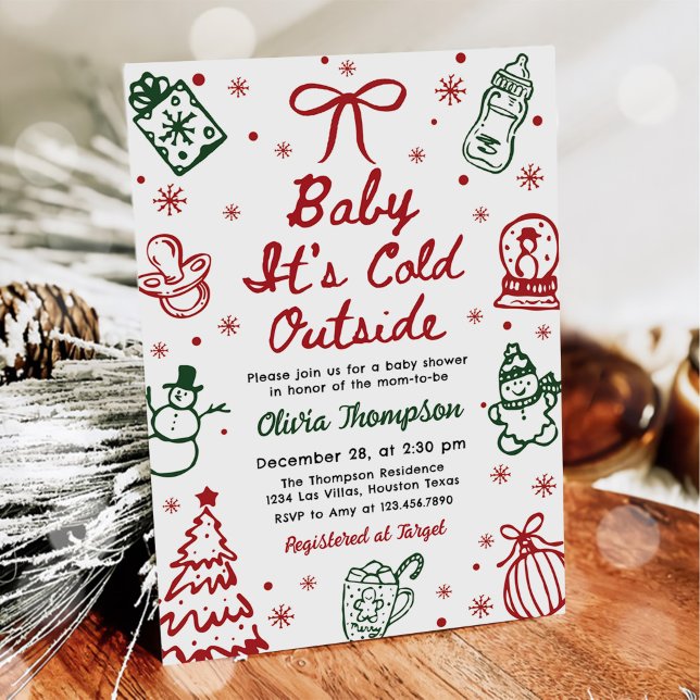 Hand Drawn Baby It's Cold Outside Baby Shower Invitation (Creator Uploaded)