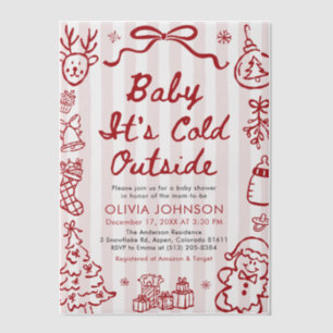 Hand Drawn Baby It's Cold Outside Baby Shower Vellum Invitations