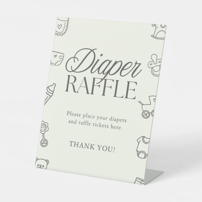 Hand Drawn Baby Shower Diaper Raffle Sign (Front)