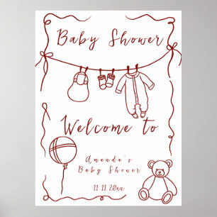 Hand drawn Baby shower - Welcome baby shower Poster