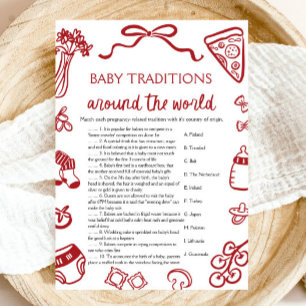Hand Drawn Baby Traditions Around The World Game Invitation
