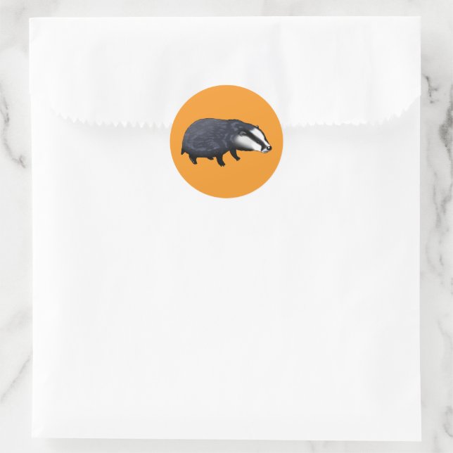 Hand Drawn Badger Illustration Design Classic Round Sticker (Bag)