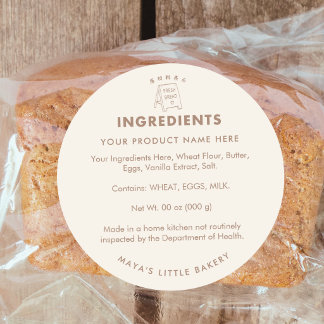 Hand Drawn Bakery Sign Ingredient List Classic Round Sticker