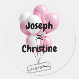 Hand-drawn Balloon Wedding Classic Round Sticker