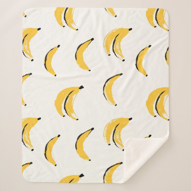 Hand-drawn bananas, stylish seamless pattern. sherpa blanket (Front)