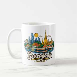 Hand Drawn Bangkok Thailand Travel Art Landmark Coffee Mug