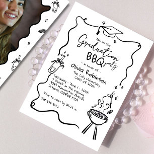 Hand drawn Barbeque Graduation Photo Invitation