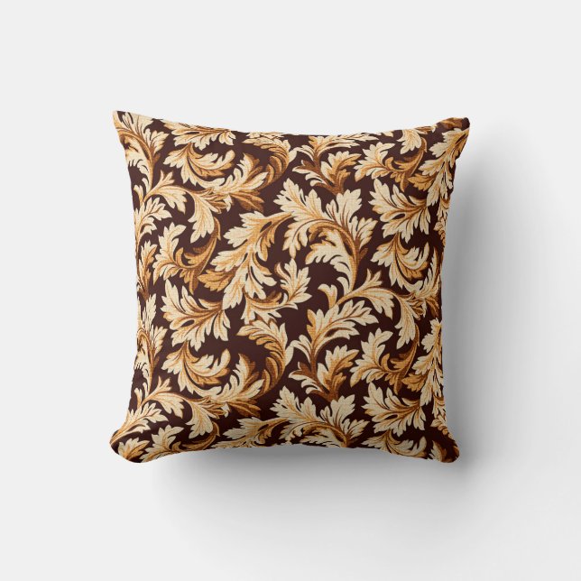 Hand Drawn Baroque Leaves: Stylish Elegance. Cushion (Front)