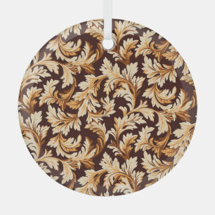 Hand Drawn Baroque Leaves: Stylish Elegance. Glass Tree Decoration