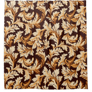 Hand Drawn Baroque Leaves: Stylish Elegance. Shower Curtain