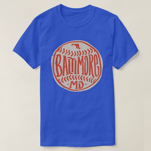 Hand Drawn Baseball for Baltimore with custom Lett T-Shirt (Design Front)