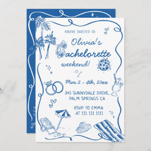 Hand Drawn Beach Coastal Bachelorette Invitation