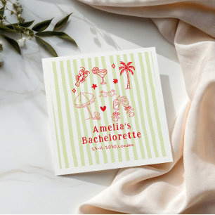 Hand Drawn Beach Cocktails Wedding Napkins