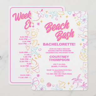 Hand Drawn Beach Theme Bachelorette Party Invitation