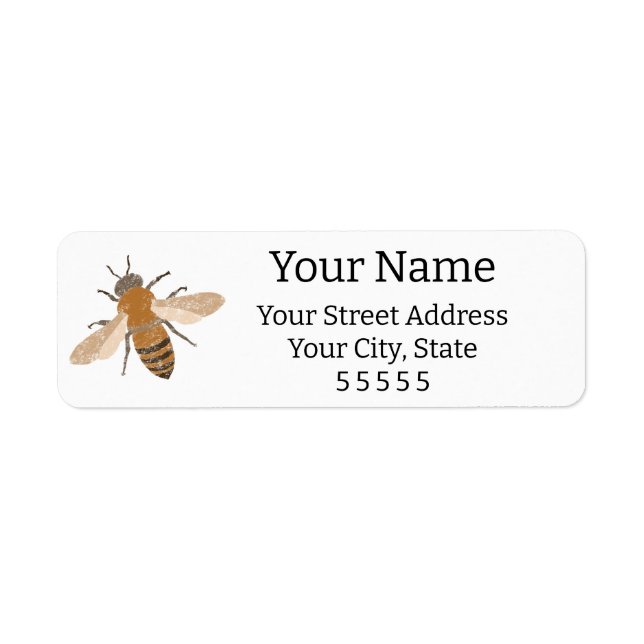 Hand Drawn Bee Return Address Label (Front)
