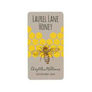 Hand-Drawn Bee Signature Series Apiary Product Label