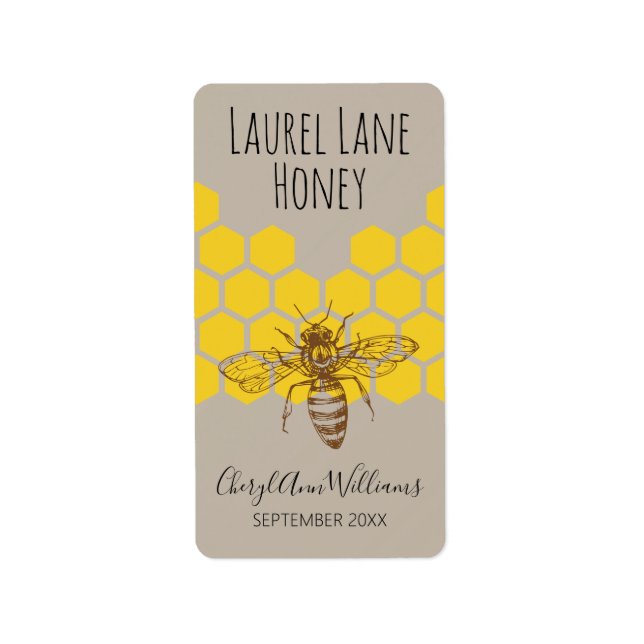 Hand-Drawn Bee Signature Series Apiary Product Label (Front)