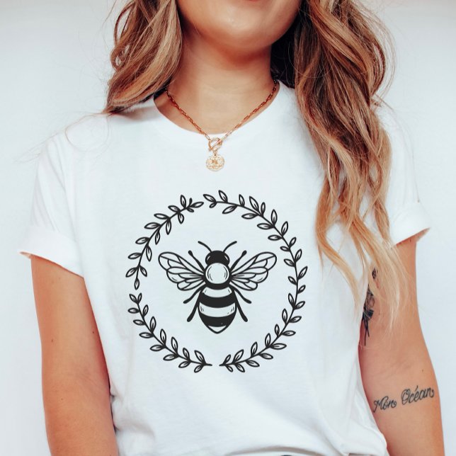 Hand-Drawn Bee Wreath; Summer Bee T-Shirt (Creator Uploaded)